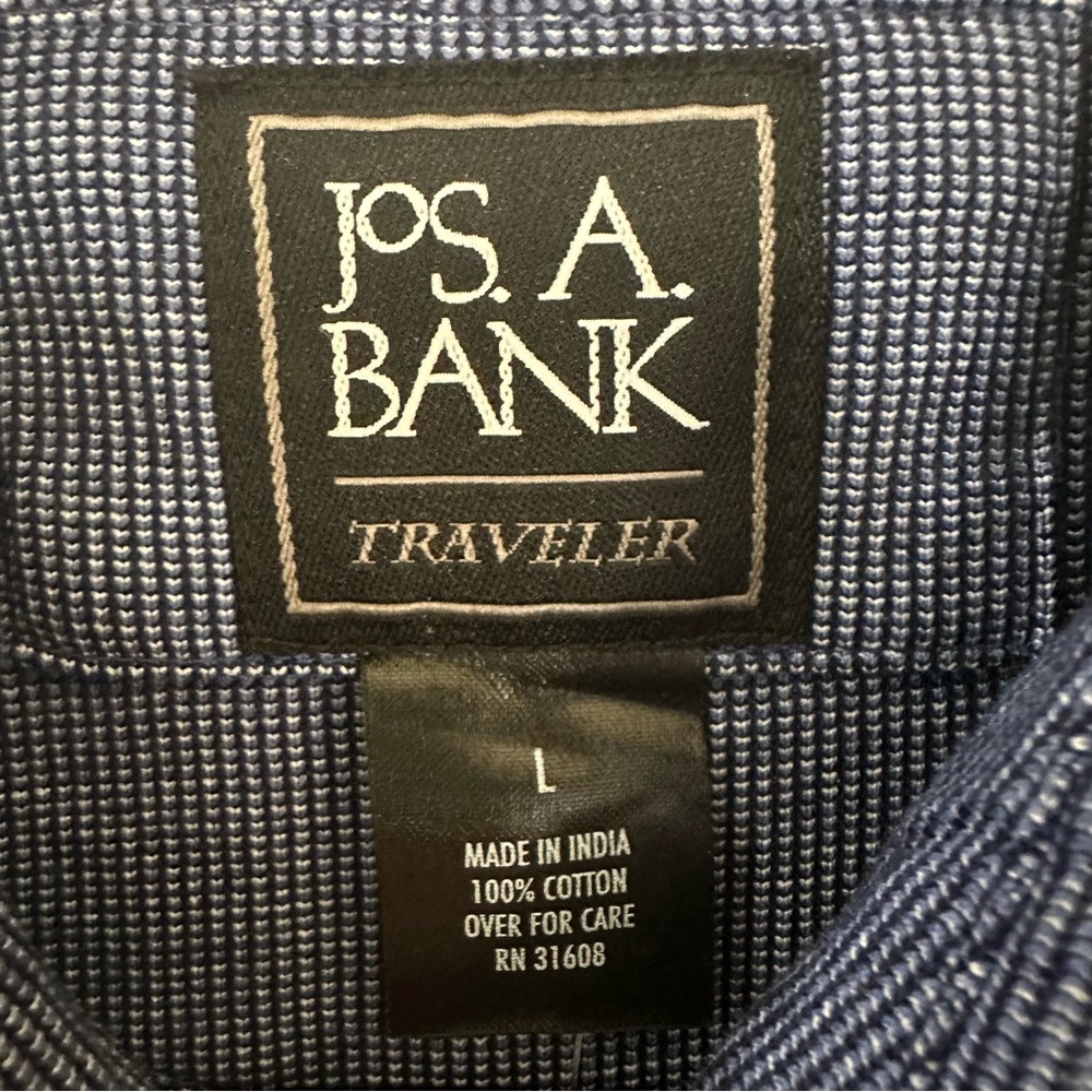 Jos A Bank Travelers Collection Blue Checkered Men’s Polo Size Large NWT - Picture 6 of 9